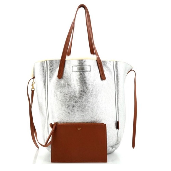 Auth Silver Celine Phantom Cabas Tote with Shearling *Rare* - Picture 2 of 7